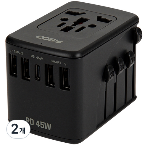 코시 45W PD 고속충전 여행용 아답터 TA3464UP, 2개