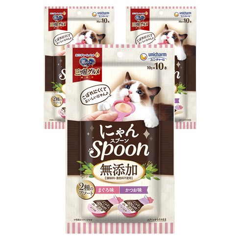 유니참긴노스푼 냥스푼 무첨가 간식 10p, 참치맛 + 가다랑어맛, 10g, 3세트