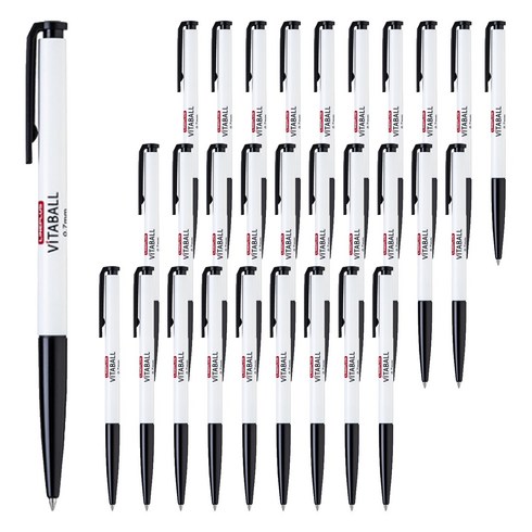 라인플러스 비타볼 볼펜 흑색 0.7mm, 화이트, 144개