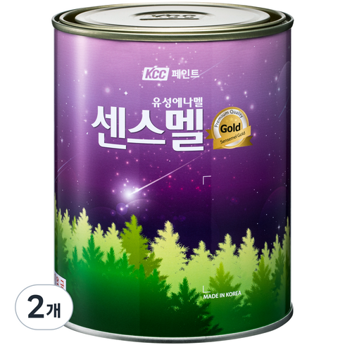 KCC페인트 센스멜 골드 에나멜 페인트 유광, 백색, 1L, 2개
