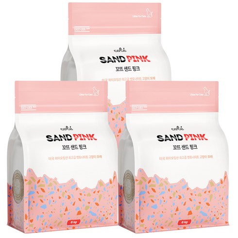 꼬뜨 고양이모래 벤토나이트모래 샌드, 6kg, 3개, 다마스크 장미향