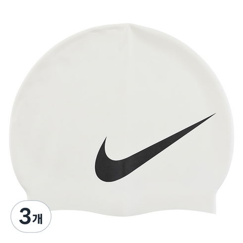 나이키스윔 빅 스우시 실리콘 캡 NESS8163-100, WHITE, 3개