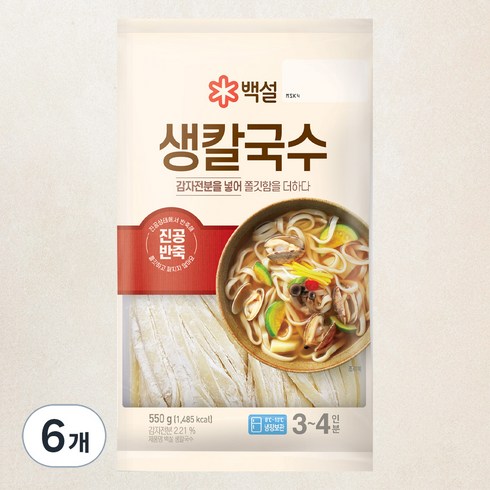 백설 생칼국수 3~4인분, 550g, 6개