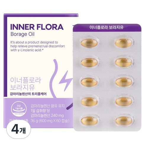 유한건강생활 이너플로라 보라지유, 60정, 4개