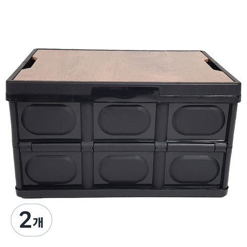 우드상판 폴딩박스 55L, 블랙, 2개
