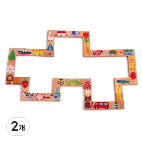그림맞추기 도미노 블록 28p, 혼합 색상, 2개