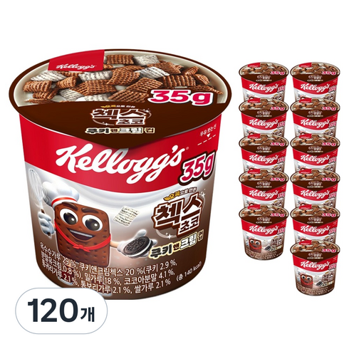첵스초코 쿠키앤크림 컵시리얼, 35g, 120개