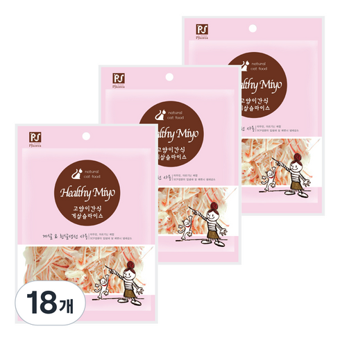 헬씨미요 고양이 간식, 게살슬라이스, 50g, 18개