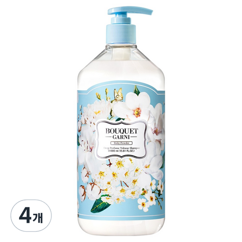 부케가르니 딥 퍼퓸 볼륨 샴푸 베이비파우더, 1L, 4개