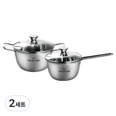 셰프드테이블 인덕션 IH 스텐 냄비세트 2종, 편수 냄비 + 양수 냄비, 2세트