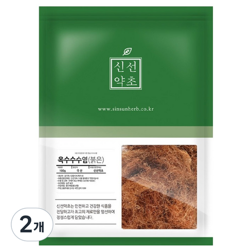 신선약초 국내산 붉은 옥수수수염 옥촉수 옥발 건조 원물, 100g, 2개