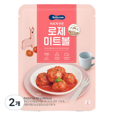 베베쿡 바르게 만든 로제미트볼, 200g, 2개