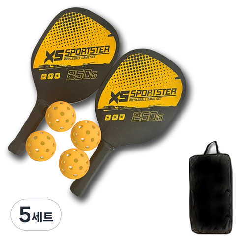 배곧인터내셔널 피클볼 패들라켓 2p+ 볼 4p + 가방 세트, 옐로우(라켓), 랜덤발송(볼), 5세트