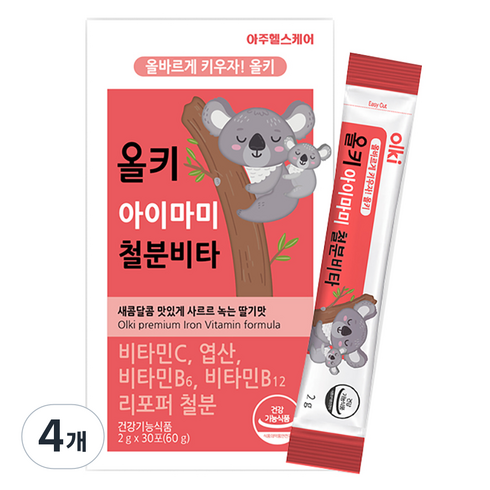 올키 아이마미 철분 비타 딸기맛 30p, 60g, 4개
