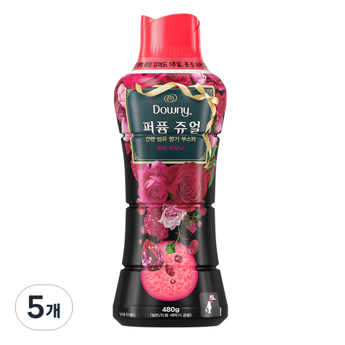 다우니 퍼퓸 쥬얼 루비 피오니 향기 부스터, 480g, 5개