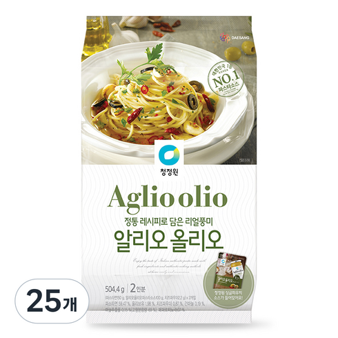 청정원 알리오 올리오 오일파스타, 504.4g, 25개