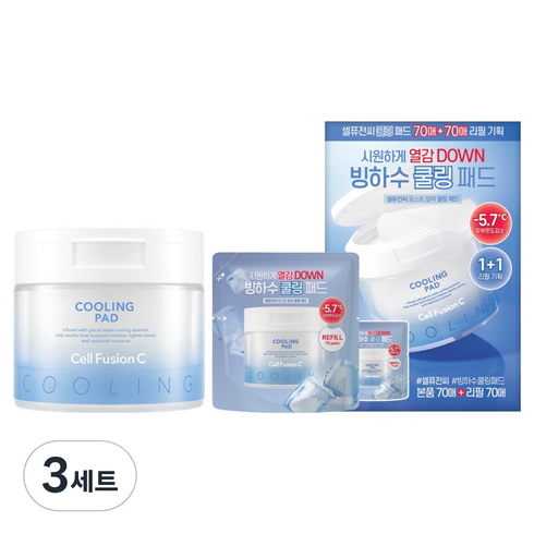 셀퓨전씨 포스트 알파 쿨링 패드 + 리필팩 70p 세트, 3세트