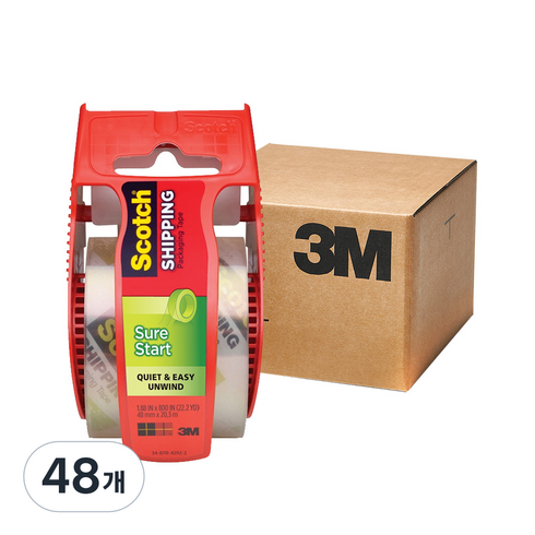 쓰리엠 스카치 저소음 프리미엄 포장용테이프 48mm x 20m, 투명, 48개