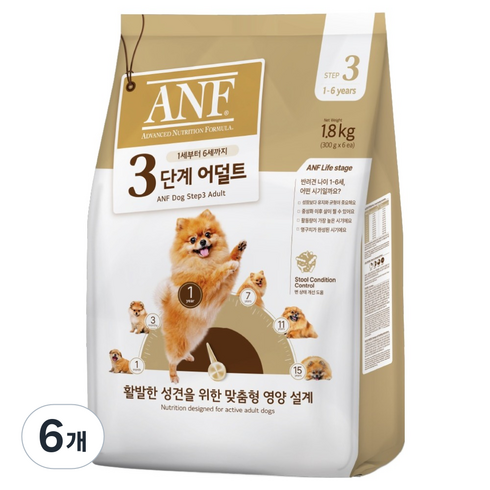 ANF 독 3단계 어덜트 기능성 사료, 다이어트+장건강, 1.8kg, 6개