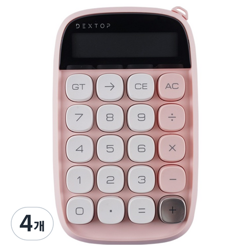 덱스탑 포켓 10자리 기계식 레트로 느낌 계산기 GC-D10A, 플라밍고 핑크, 4개