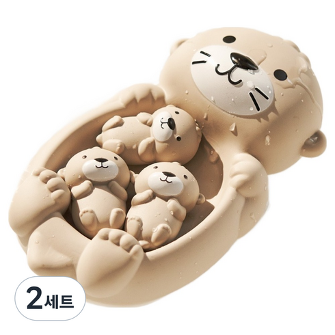 LittleLife 해달 가족 목욕 물놀이 장난감 세트, 혼합색상, 2세트
