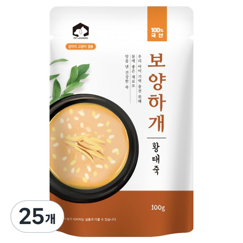 펫러닝 반려동물 전연령 보양하개 죽, 황태, 100g, 25개
