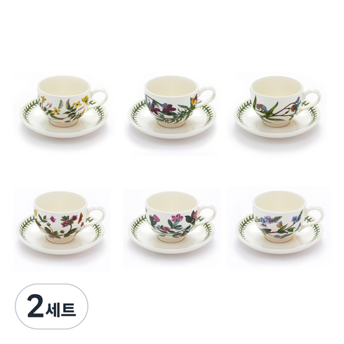 포트메리온 보타닉가든 T형 커피잔 + 받침 1인조, 랜덤 발송, 2세트