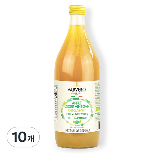 발베로 유기농 애플 사이다 비네거, 1L, 10개