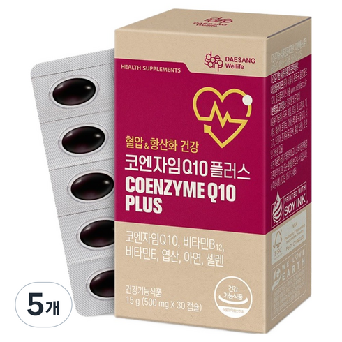 대상웰라이프 코엔자임 Q10 플러스 영양제, 30정, 5개