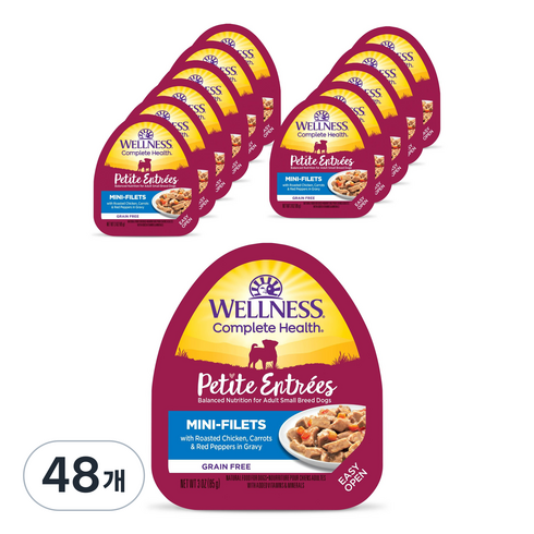 웰니스 강아지 쁘띠 앙뜨레 미니필렛 습식사료, 닭, 85g, 48개