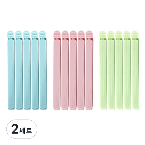 드벨리끄 파스텔 스틱 밀봉집게, 핑크 + 그린 + 블루, 2세트