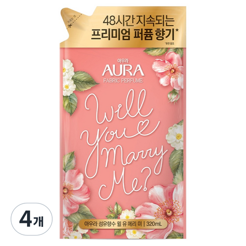 아우라 섬유향수 윌유메리미 리필, 4개, 320ml