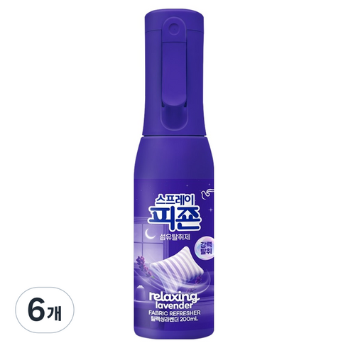피죤 실내건조 강력탈취 섬유탈취제 릴랙싱라벤더, 6개, 200ml