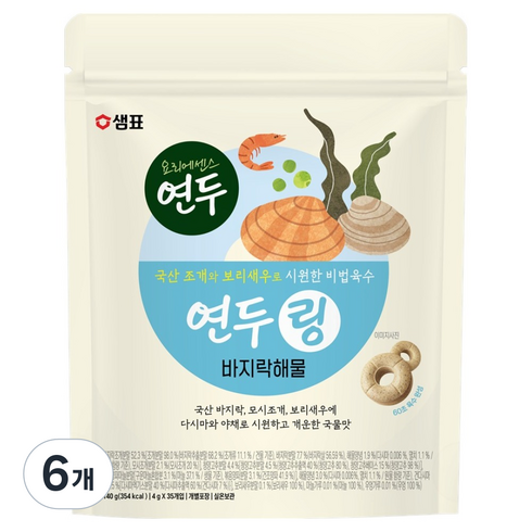 샘표 연두링 바지락해물 35p, 140g, 6개