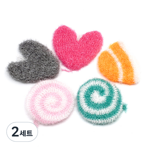 퓨어썬데이 러블리 2겹 아크릴 수세미 5p, 5개, 2세트