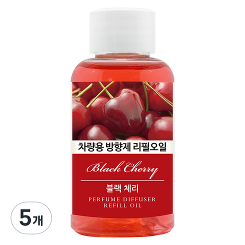 더허브샵 차량용 방향제오일 50ml 리필, 블랙체리, 5개