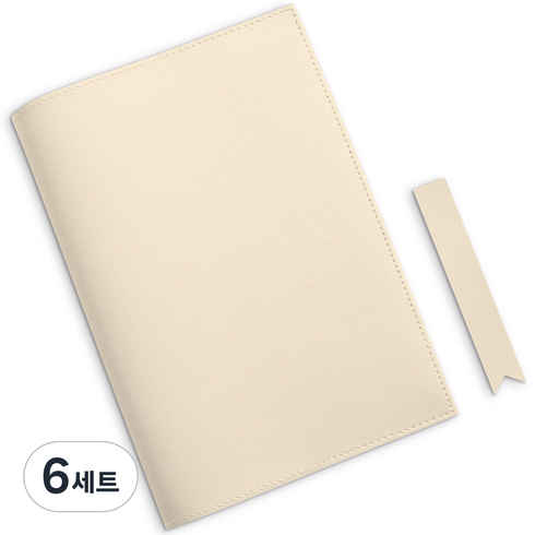 소이믹스 러브썸 가죽 북커버 + 북마크 세트 베이직 L, 베이지, 6세트