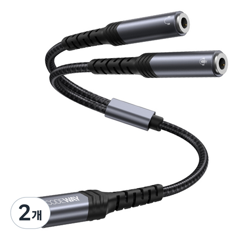 코드웨이 usb c타입 to 3.5 이어폰 듀얼 젠더, 0.28m, 그레이(듀얼), 2개
