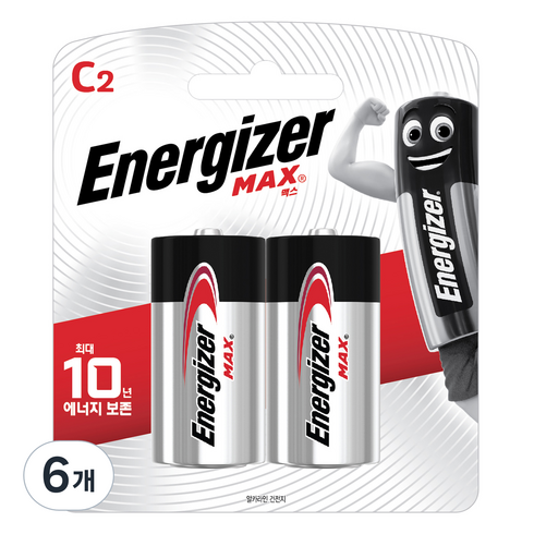 에너자이저 맥스 C형 건전지, 2개입, 6개