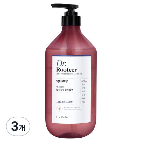 닥터루티어 맥주효모 탈모증상완화 샴푸 자스민향, 1L, 3개