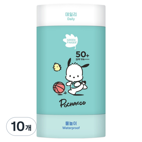 그린핑거 데일리 물놀이 산리오 포차코 에디션 2in1 선스틱 SPF50+ PA++++, 22g, 10개