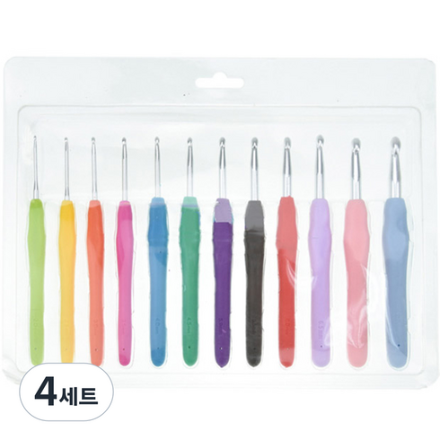 마켓플랜 소프트 핸들 코바늘 12종 세트, 4세트