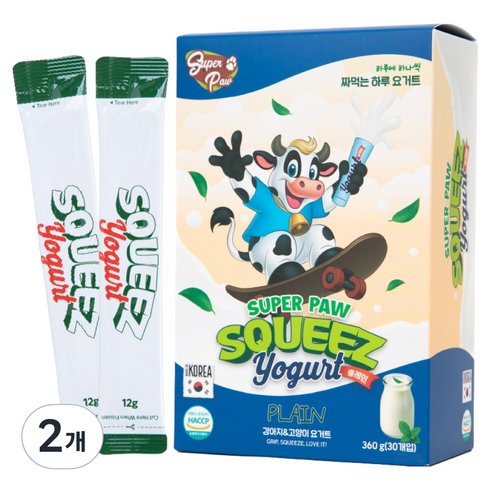 슈퍼포우 반려동물 짜먹는 하루 요거트 간식 30p, 360g, 2개, 플레인