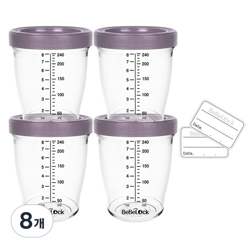 베베락 국내 제조 포네르 국산 트라이탄 이유식 용기, 240ml, 레드빈, 8개