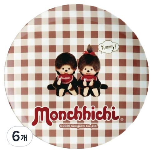 스케이터 캐릭터 디자인 접시 MPL20P, Monchhichi, 6개