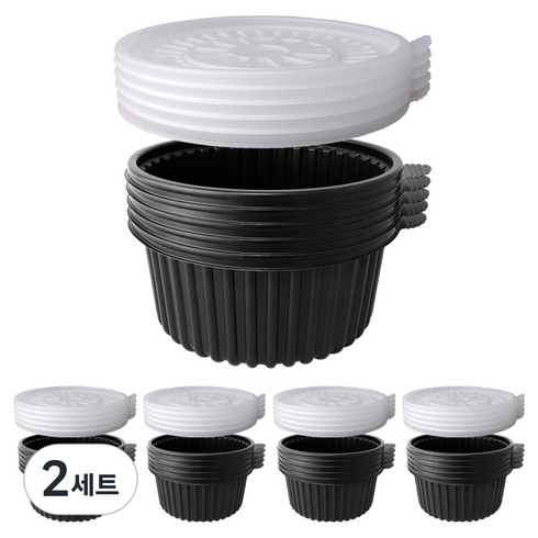 블룸엣홈 감자탕 마라탕 용기 225파이 블랙 중 25p + 뚜껑 25p 세트, 2세트