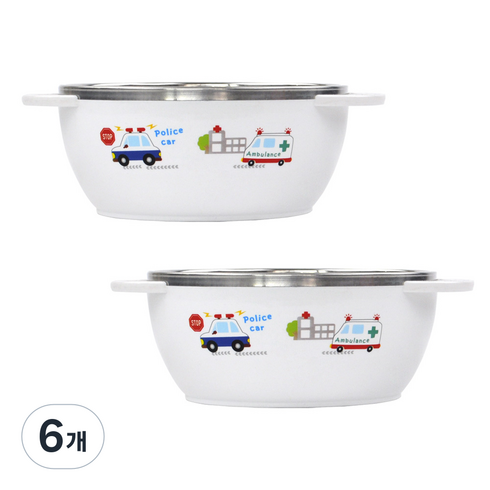 부릉부릉 논슬립 스텐 대접, 혼합색상, 6개