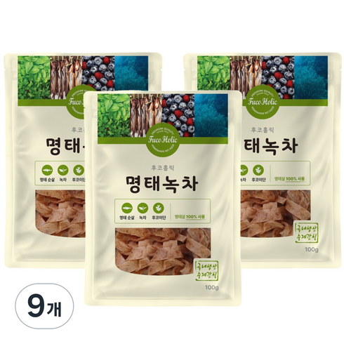 후코홀릭 강아지 건조 간식, 혼합맛(명태/녹차), 100g, 9개