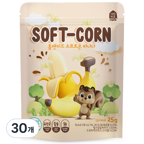 홈앤키즈 소프트콘 바나나 과자 25g, 30개