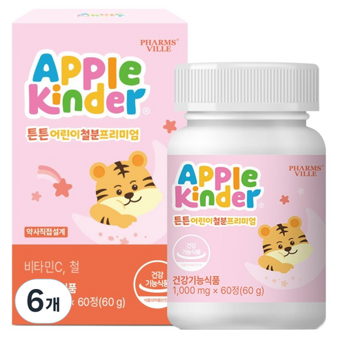 애플킨더 튼튼철분 프리미엄 60p, 60정, 6개